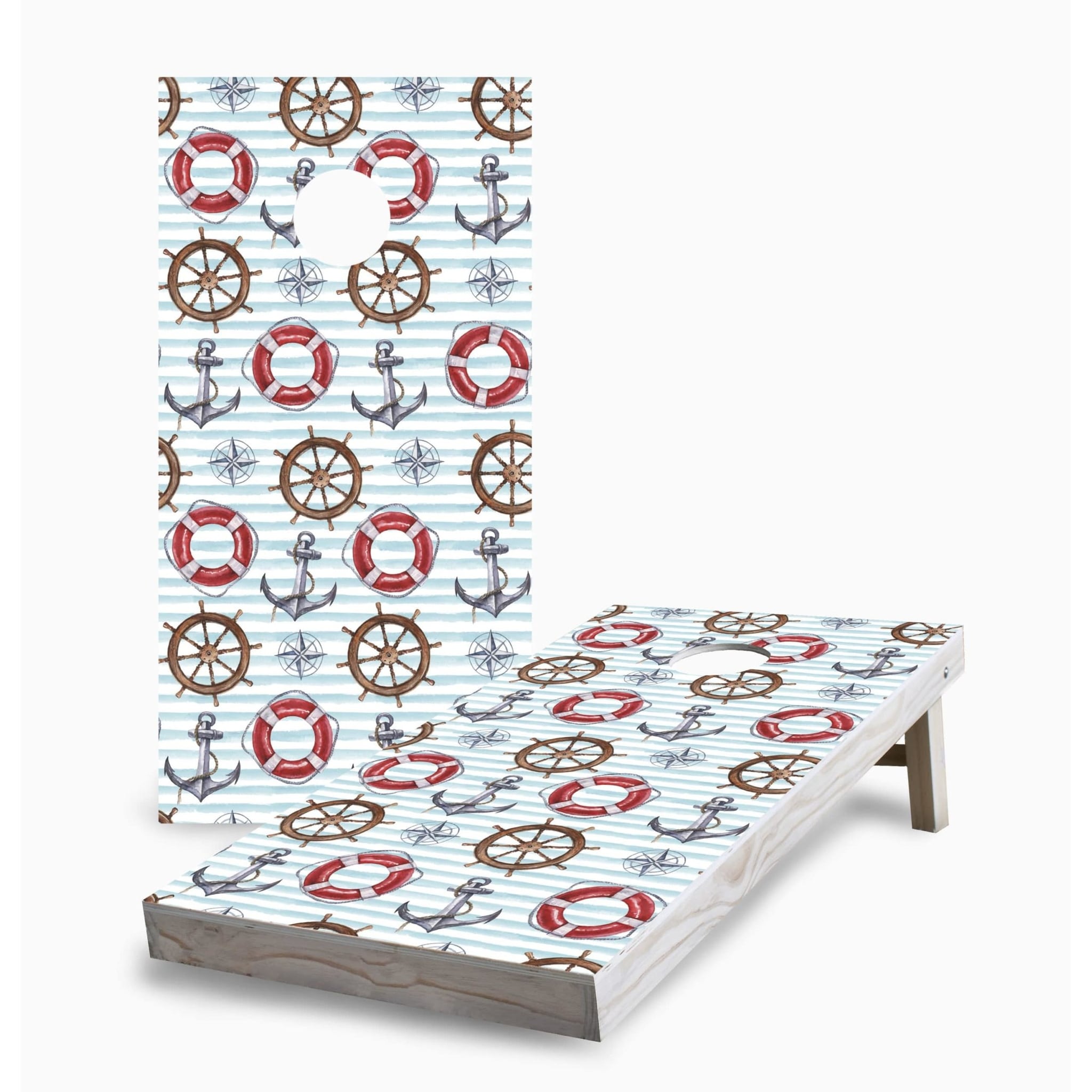 Nautical Stripe Pattern Cornhole Boards
