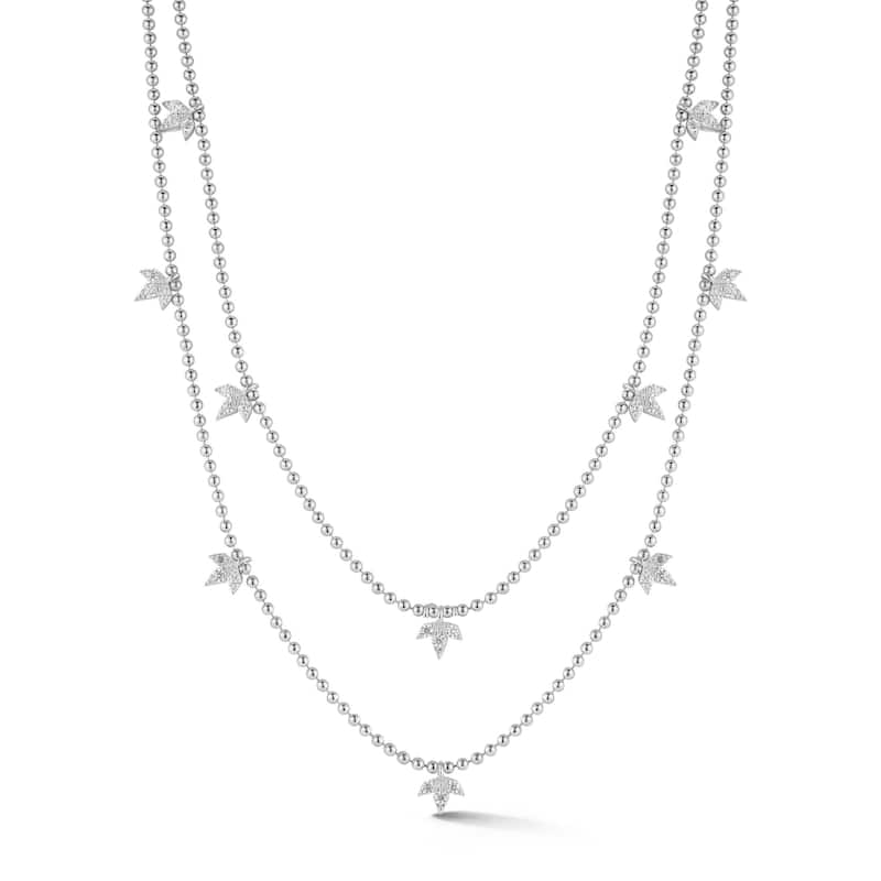 Soleil Sterling Silver Double Layer Charm Necklace - White