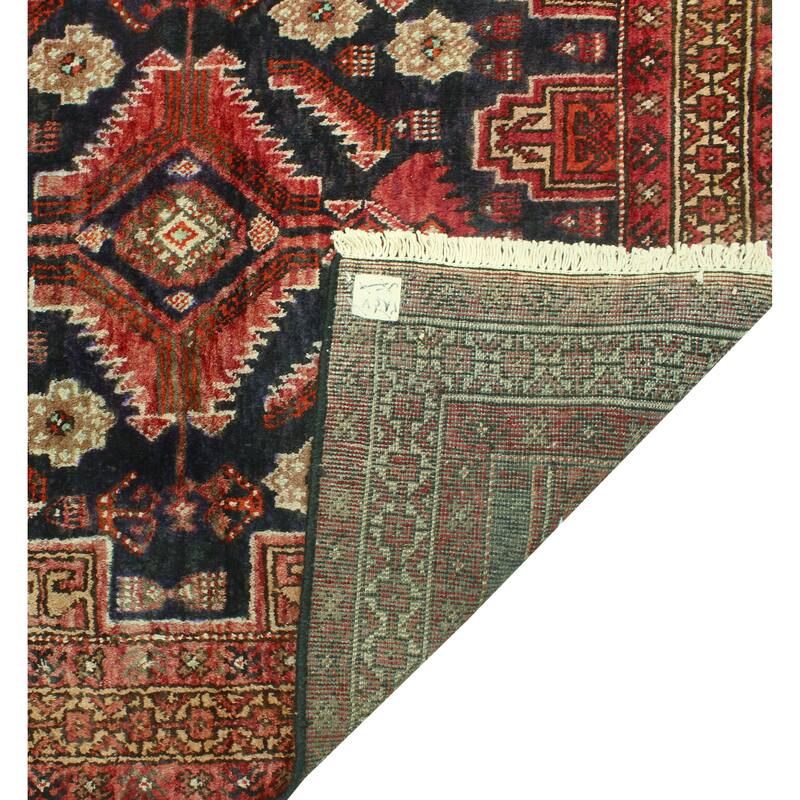 Fine Vintage Distressed Muxlisa Charcoal/Red Runner - 3'4" x 12'11"