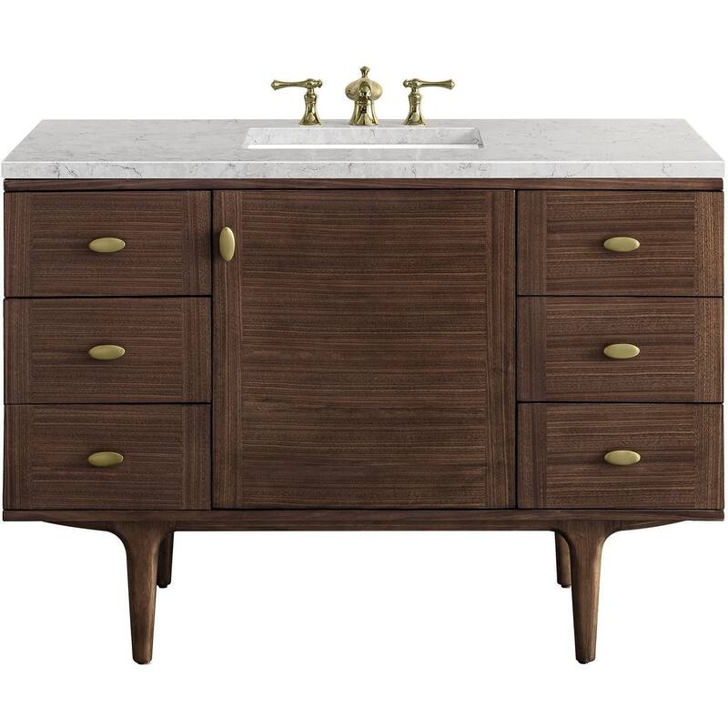 James Martin Vanities 670-V48-FEJP Amberly 48" Wall Mounted or Free - Mid-Century Walnut - Walnut Finish