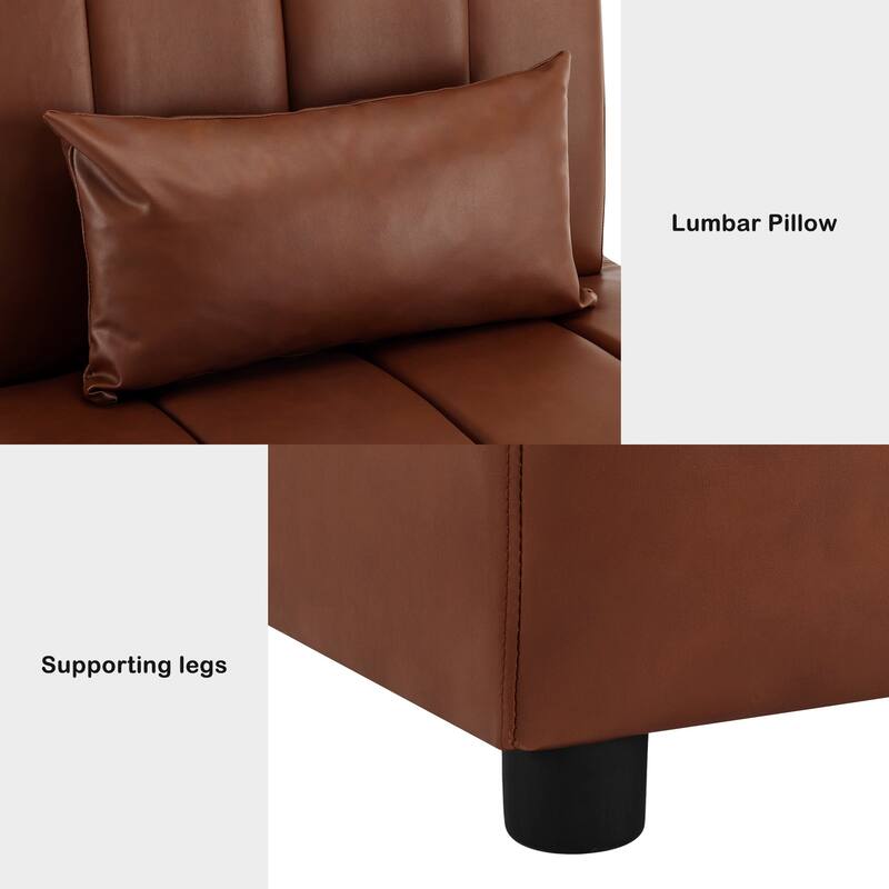 MCombo Accent Sofa Chair, Faux Leather Upholstered Armless Chair, Modular Guest Reception Chair for Waiting Room Office
