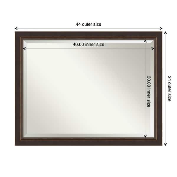 dimension image slide 3 of 6, Beveled Wood Bathroom Wall Mirror - Lara Bronze Frame - Lara Bronze