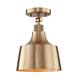 1 Light Ceiling fixture in Satin Gold with same color Metal Shade - Satin Gold - W:11.22*H:8.35