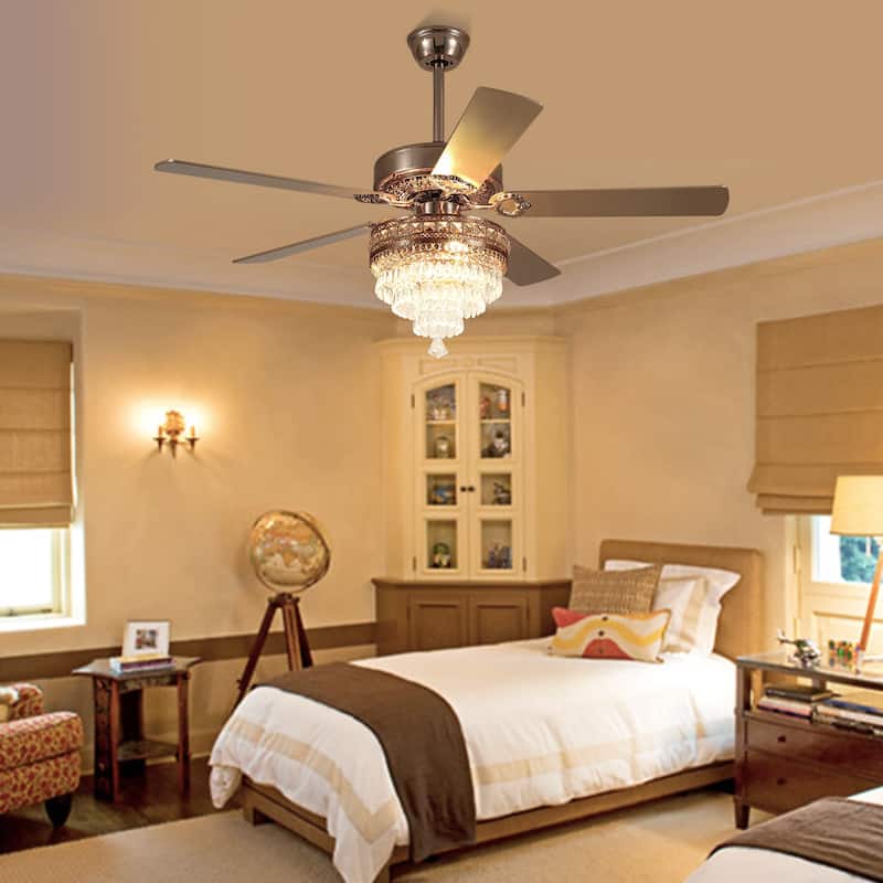 52" or 62" Crystal Ceiling Fan with Lights, Chandelier Ceiling Fans Lights with 6-Speed, APP Control, Dimmable, Timer