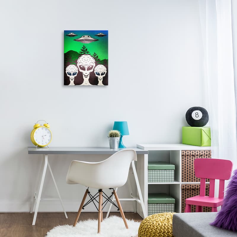 Stupell Vintage Aliens & UFO Canvas Wall Art Design By Kim Allen