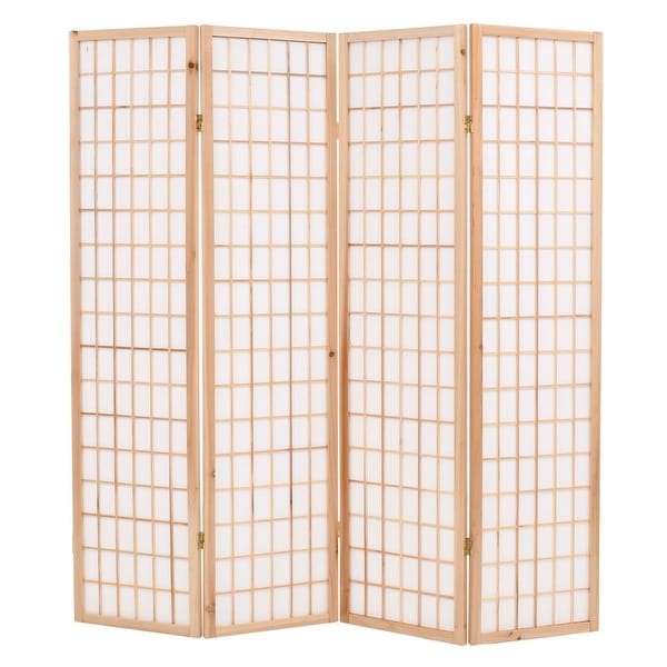 vidaXL Folding 4-Panel Room Divider Japanese Style 63"x66.9" Natural