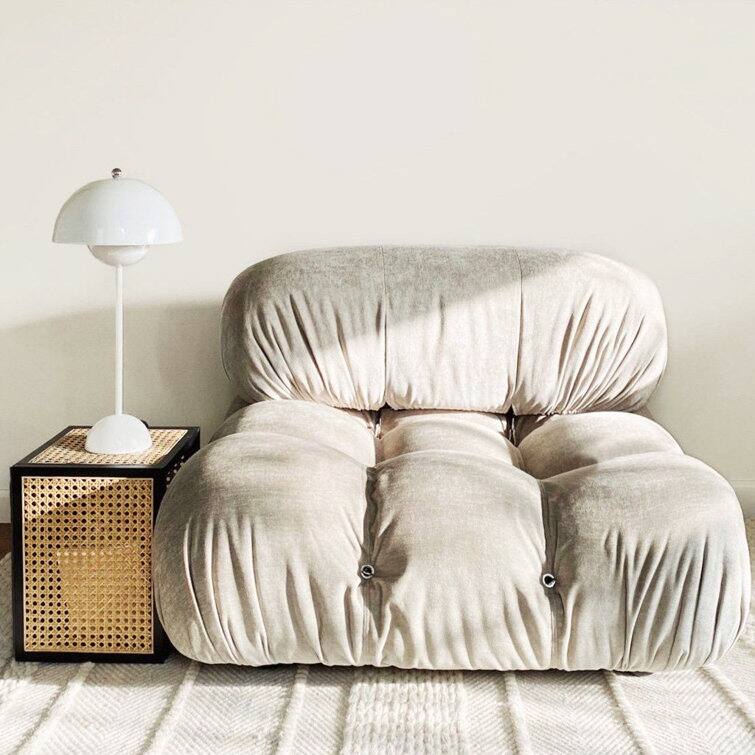 Mccleod Velvet Slipper Chair - Beige