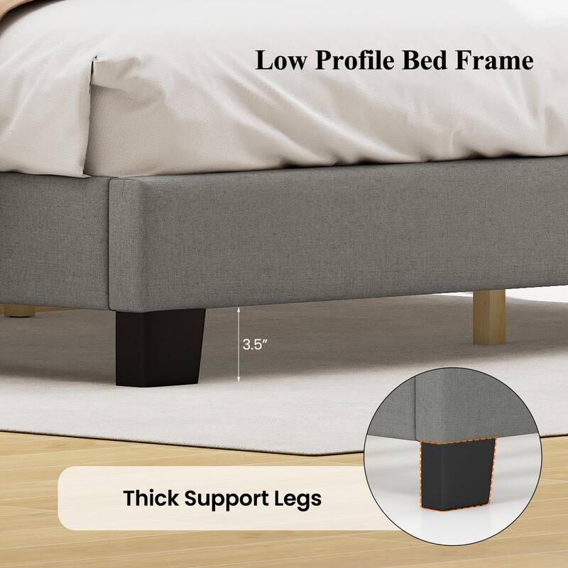 Costway Modern Upholstered Bed Frame Queen Size Platform Bed with