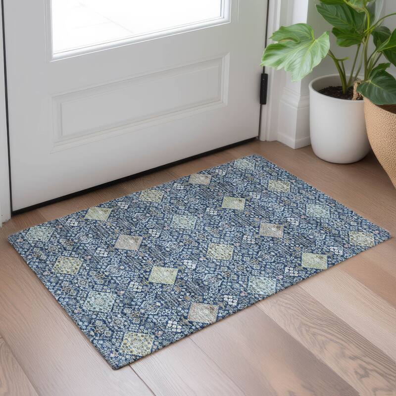 Machine Washable Indoor/ Outdoor Boho Panel Chantille Rug