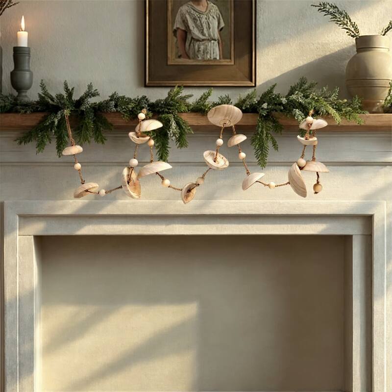 Paulownia Wood Garland with Jute Cord - 3.74"L x 3.74"W x 72.0"H