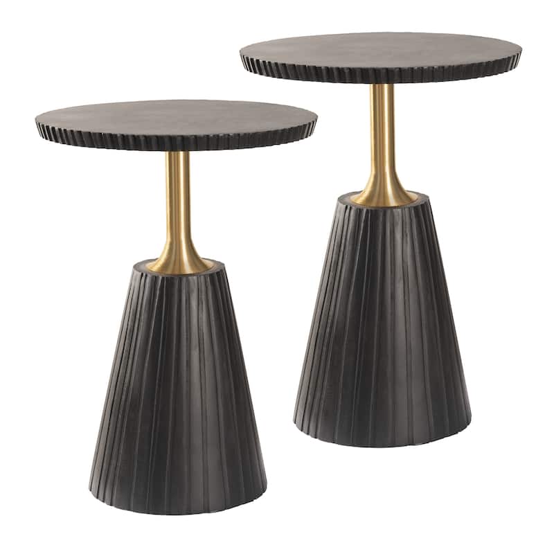Wood and Brass Accent Side Table