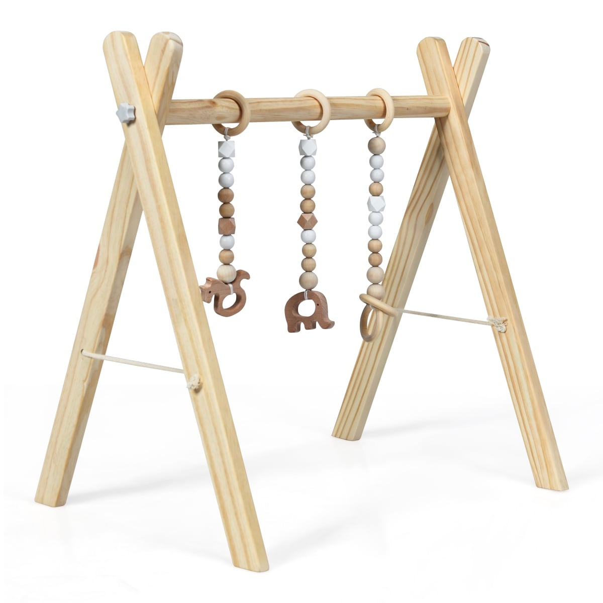 Baby Newborn Gift Pink Avrsol Baby Play Gym Wooden Infant Activity Gym Foldable Baby Gym with 3 Teething Toys