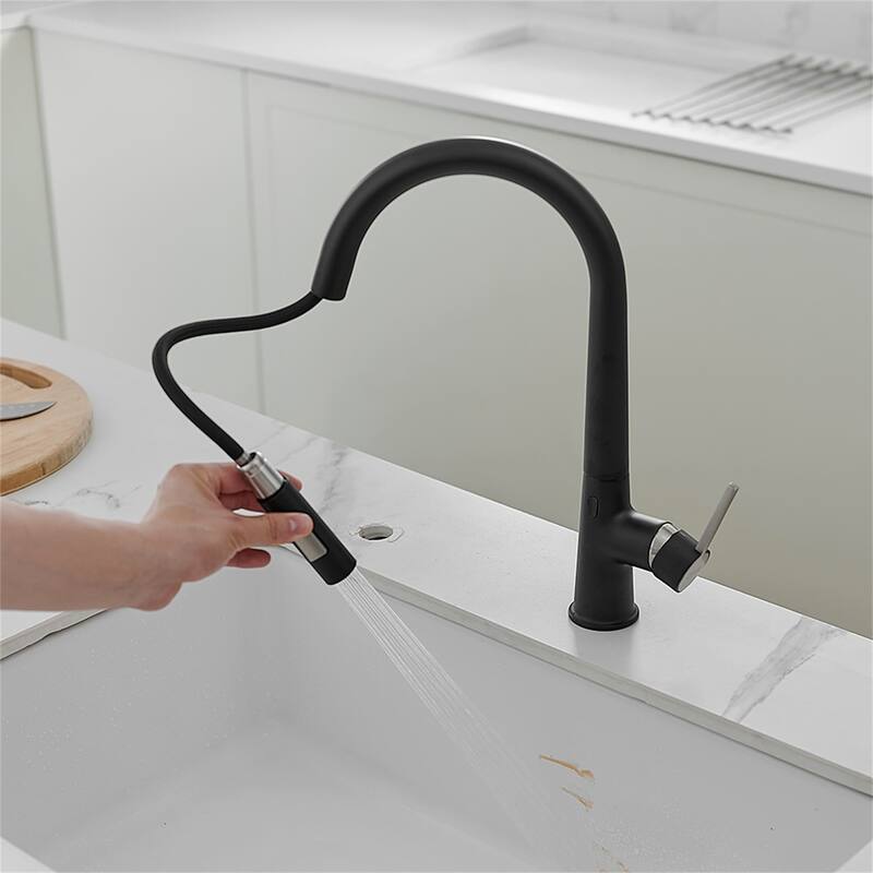 Touchless Kitchen Faucet With Pull Down Sprayer Single Handle Kitchen Sink Faucet One Hole Laundry Vanity Smart Hand-Free Taps