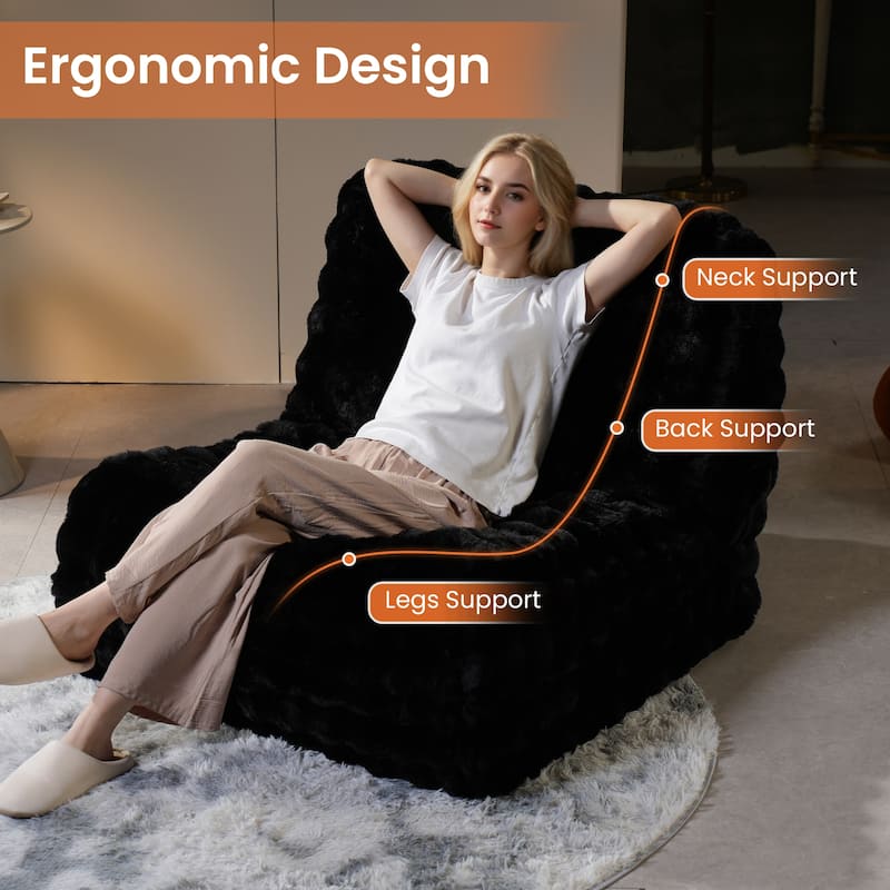 XIZZI Modern Plush Sectional Chaise Couch with Bean Bag Chair