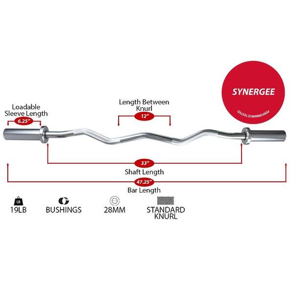 Shop Synergee Commercial Chrome Black Phosphate Olympic Ez Curl Bar With Powder Coated Brass Bushings Overstock 26042668