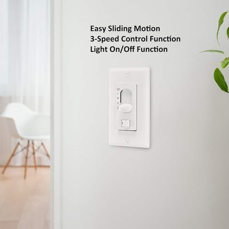 CARRO HOME Pyatt Switch, 2 in 1 Fan Speed Control and Light On/Off Switch(Capable of controlling AC ceiling fans) - N/A