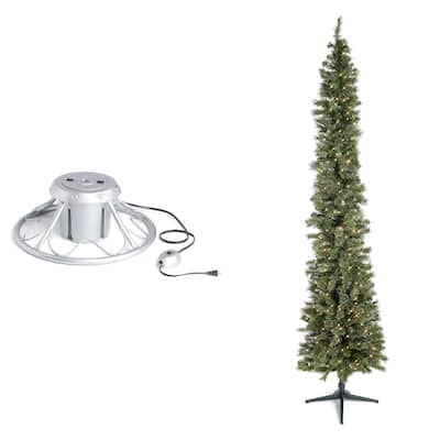 Home Heritage Rotating Tree Stand Base w/Stanley 9' Skinny Pencil Christmas Tree - 22.37
