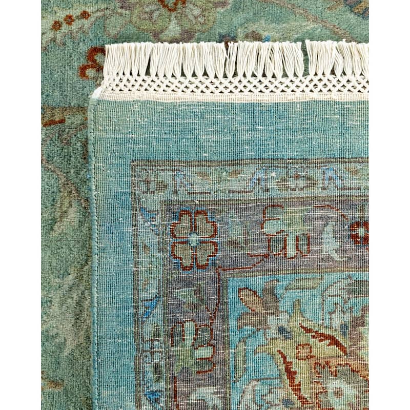 Overton Hand Knotted Wool Vintage Inspired Modern Contemporary Overdyed Blue Area Rug - 9' 2" x 12' 6"