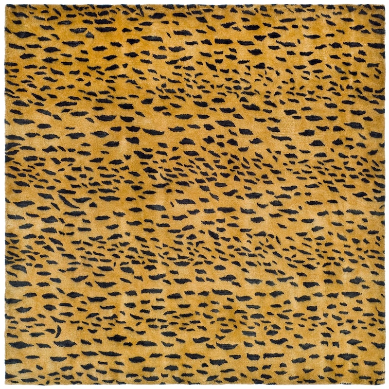 SAFAVIEH Handmade Soho Shenna Leopard N.Z. Wool Rug - 4' Square - Beige/Brown