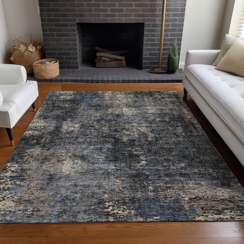 Premium Washable Super Soft Abstract Glammy Mayfield Rug - Charcoal - 8' x 10' - Rectangle