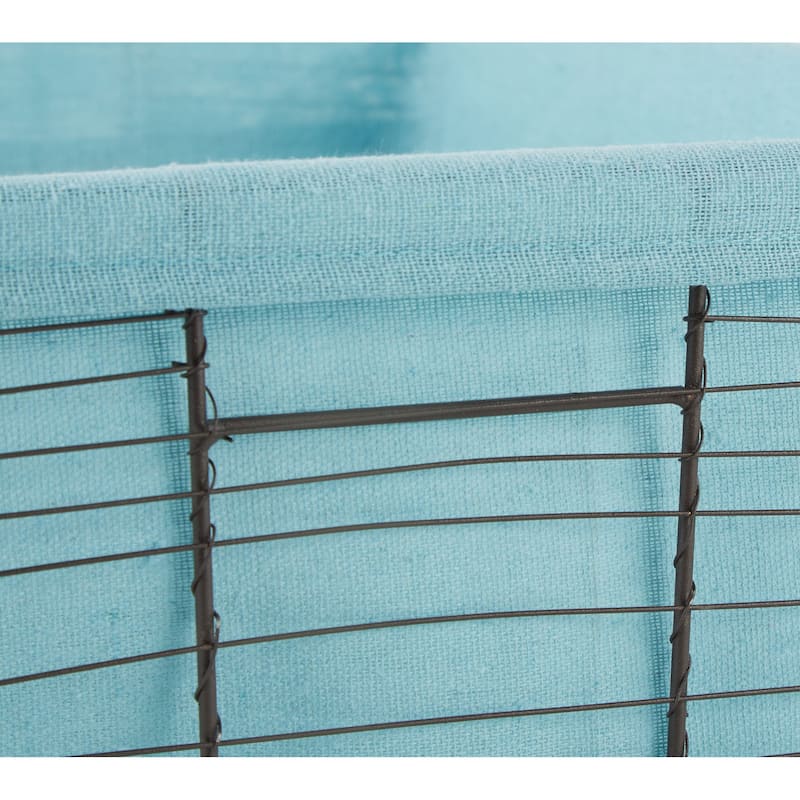Asst Rustic Bronze Chicken Wire French Blue Liner Basket (Set of 5)