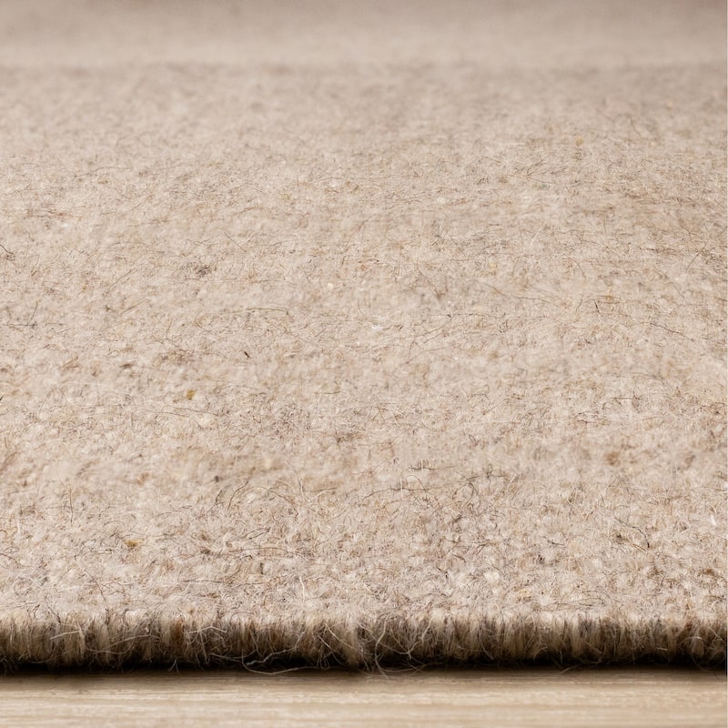Taupe Beige White Stacked Squares Handmade Wool Rug
