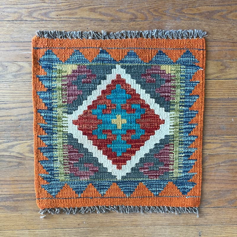 HERAT ORIENTAL Afghan Handwoven Tribal Mimana Kilim - 1'8" x 1'8"