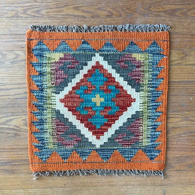 HERAT ORIENTAL Afghan Handwoven Tribal Mimana Kilim - 1'8" x 1'8"