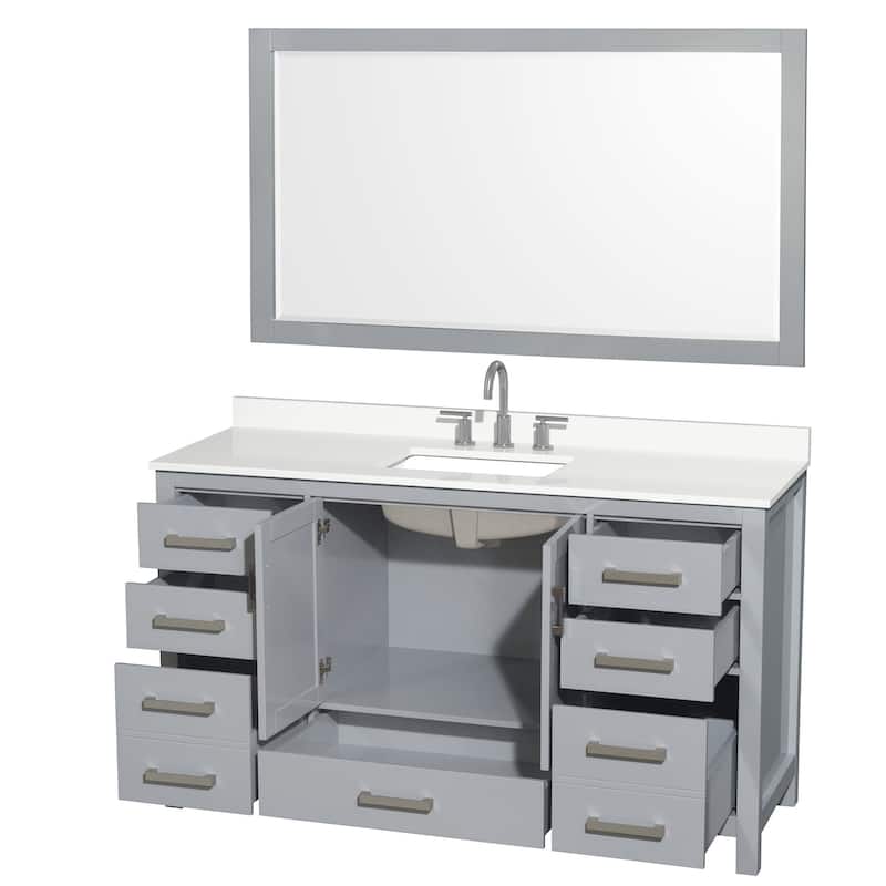 Wyndham Collection WCS141460S-QTZ-US3M58 Sheffield 60" Free Standing