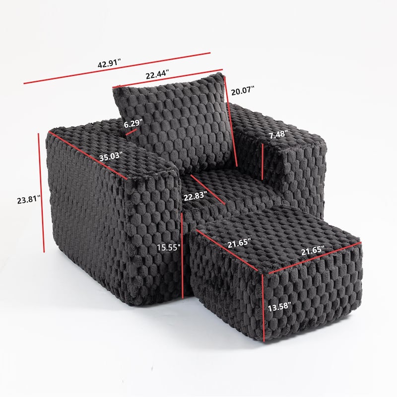 Luxurious Corduroy Fabric Lingge corduroy compression sofa with Ottoman