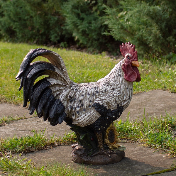 rooster bird bath