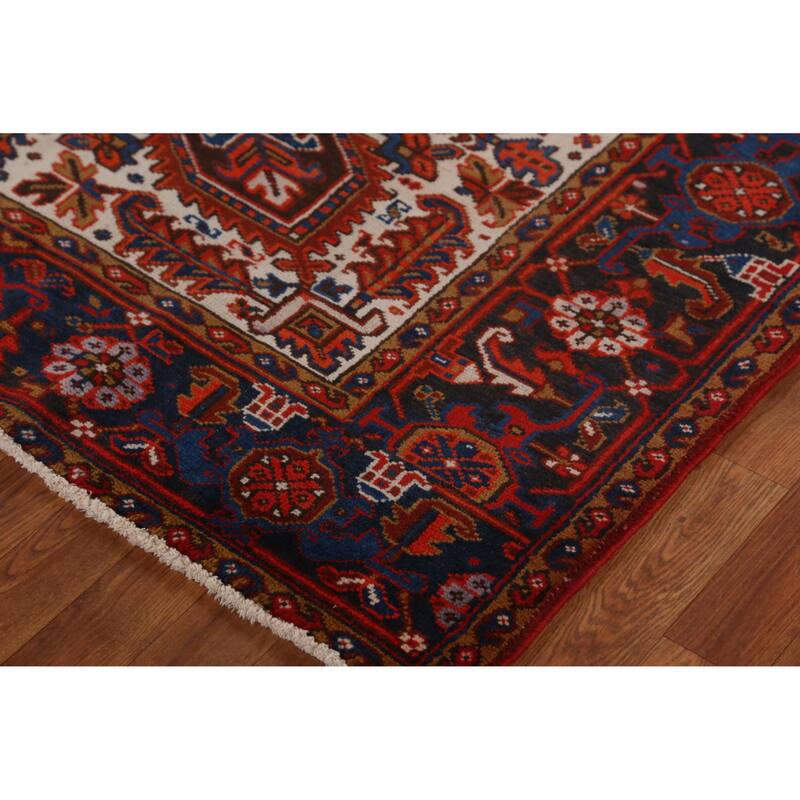 Hand Knotted Oriental 100% Wool Carpet Traditional Medallion Red Heriz Area Rug - 10' 9'' X 8' 1''