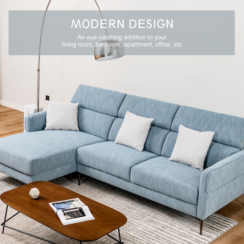 Costway 105'' L-Shaped Sectional Sofa w/ Oversized Chaise Lounge & 3 - 105'' x 63'' x 39.5''