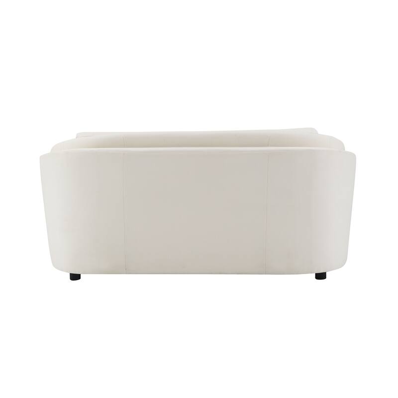 Beige Linen Loveseat With 2 Toss Pillows