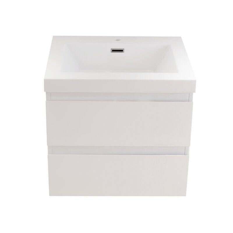 24"/30"/36"/48" Wall-Mounted 2-drawer Bathroom Vanity Set with Integrated Resin Sink