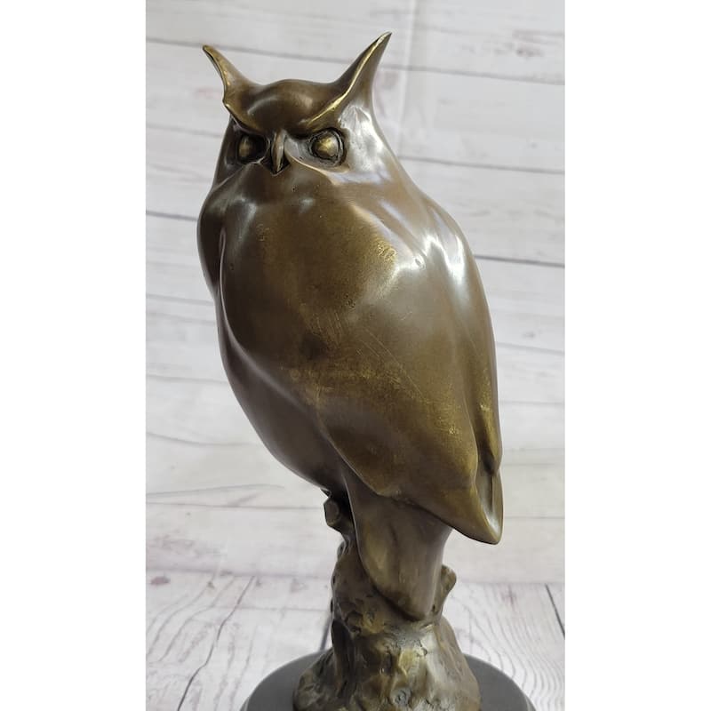 Original Milo Abstract Modern Art Owl Bird Bronze Sculpture Marble Statue Figurine 12 Inches X 5.5 Inches
