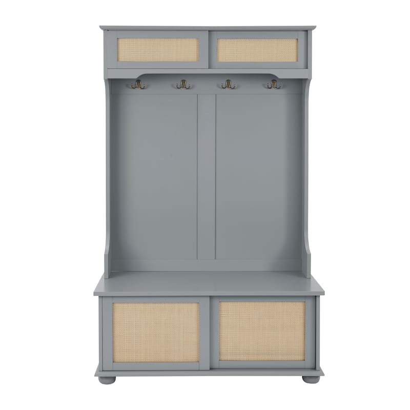 Rattan Hall Tree With Shoe Cabinets