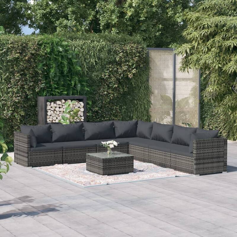 vidaXL Patio Lounge Set Outdoor Sectional Sofa Set Table Garden Poly Rattan