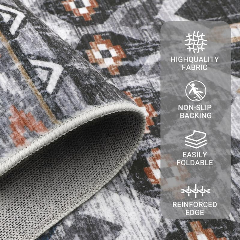 Garvee Boho Geo Low Pile Foldable Area Rug