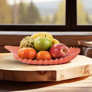 Allan Andrews Glossy Orange Ceramic Coral Reef Textured Tray - 14.25"W x 7.25"D