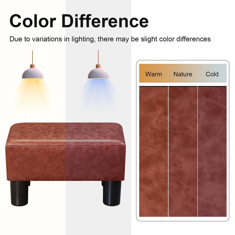 Adeco Small Rectangular Ottoman Footrest Stool Chair