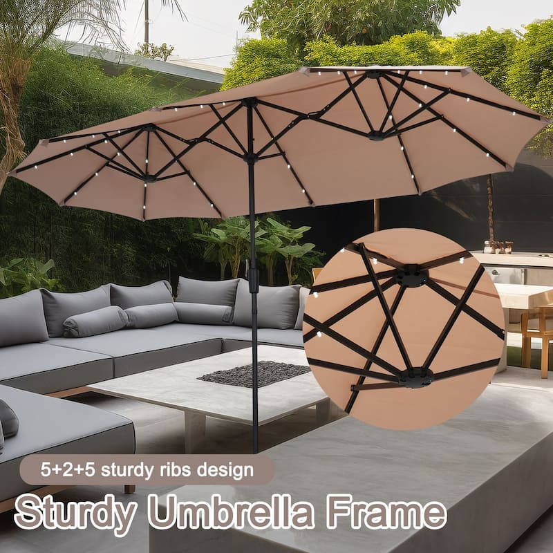 Autlaycil 13ft Extra Large Patio Umbrella with Solar Lights(Without Base)