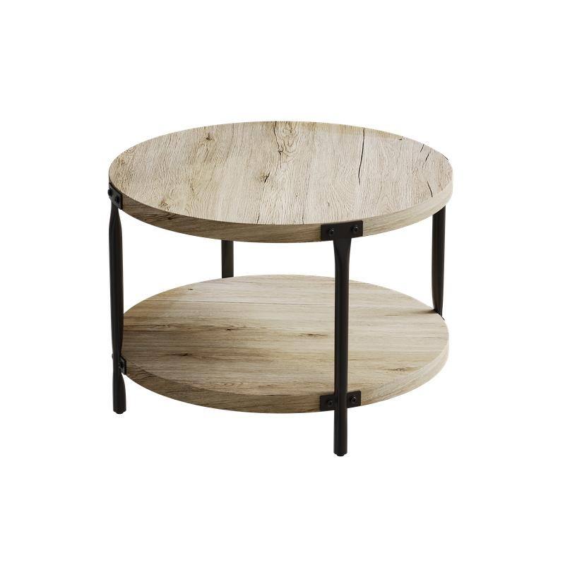 29.61" Modern Round Double-Layer Coffee Table, Minimalist MDF Design for Living Room & Study