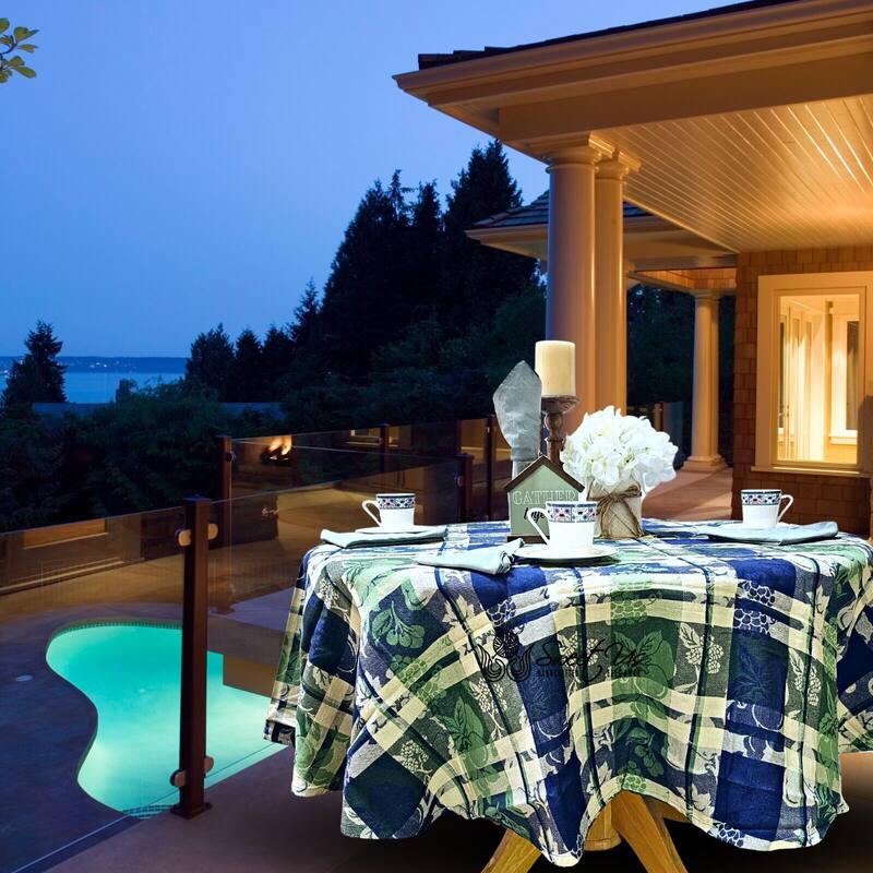 Plaid Jacquard Cotton Delicate Floral Tablecloth Collection