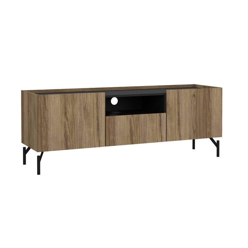 Carson Carrington Bergen TV Stand with 2 doors and 1 drawer, Catania Oak / Matte Black