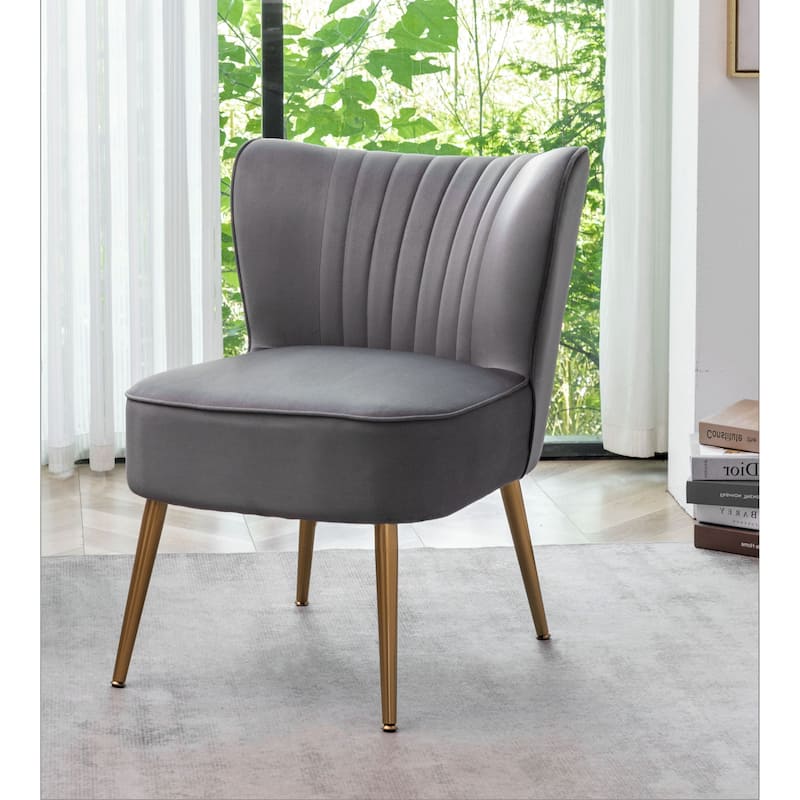 Sauter 23.2" Wide Mid-Century Modern Microfiber Accent Chair with Metal Leg