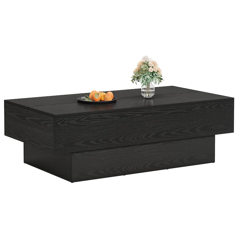 55-Inch Wood Coffee Table, Large Rectangle Tea Table, Center Table for Living Room, Office Reception