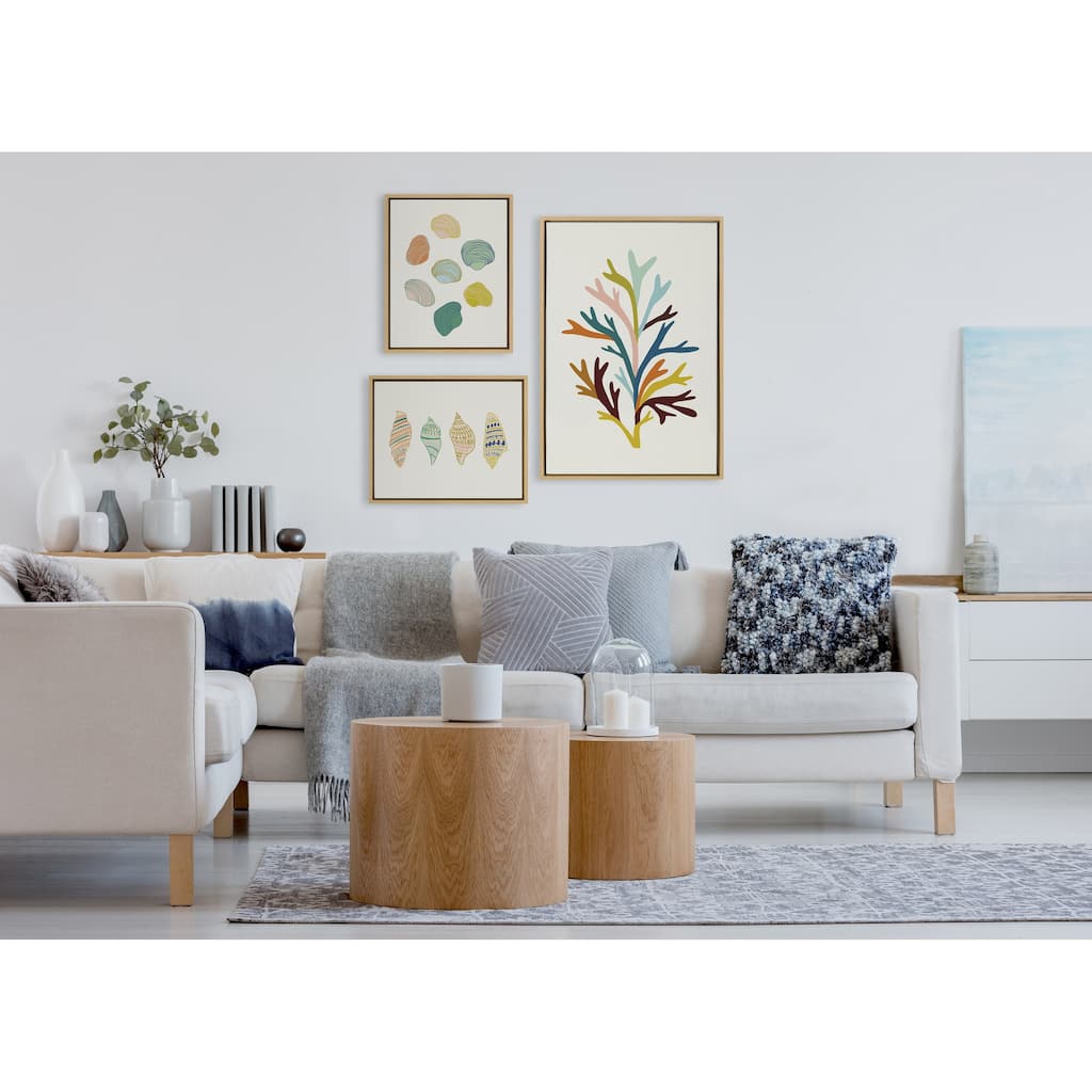 Kate and Laurel Sylvie Sea Plant Ocean Framed Canvas by Alicia Schultz