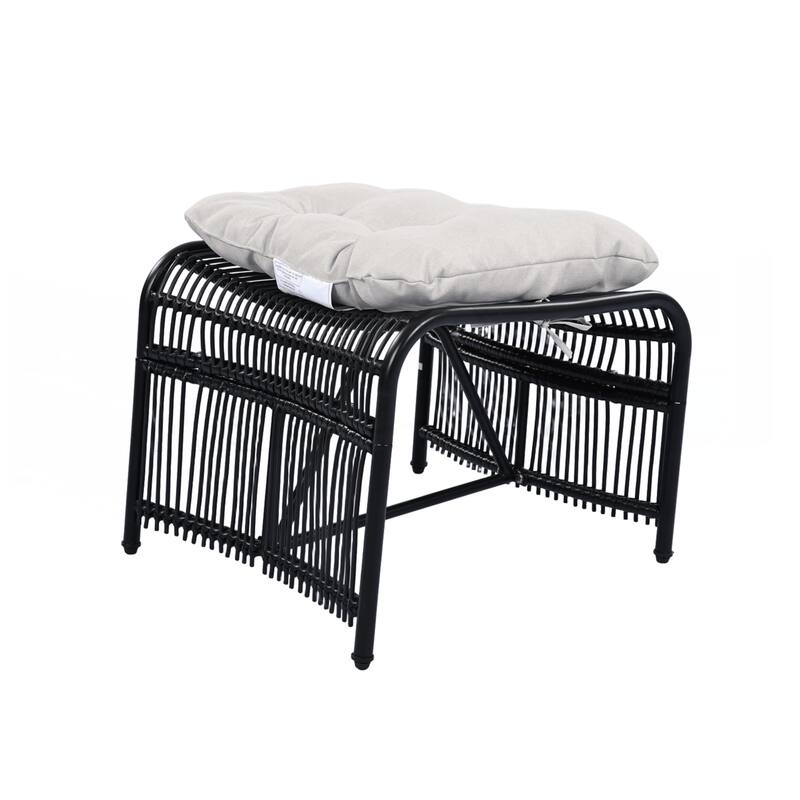 3 Pieces Wicker Outdoor Patio Furniture Set with Lounge Chair