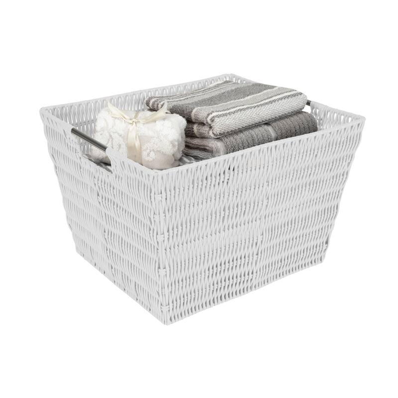 Simplify Large Rattan Storage Tote Basket in Charcoal